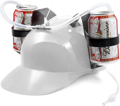 Productafbeelding van Biermuts - Wit - Met 2 houders en drinkslangetjes - Drinkspel