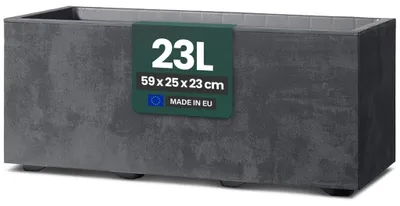 Produktbild von Pflanzkübel Blumenkasten Pflanztrog - 23 Liter - 59 x 25 x 23 cm - Anthrazit - Für Innen und Außen