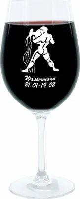 Image de Verre à vin Leonardo 400 ml, verre à motif, signe du zodiaque Verseau, cadeau, verre d'ambiance avec gravure, verre Mood, 22 cm