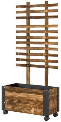 Produktbild von Outsunny Blumenkasten mit Rankgitter Pflanzkasten mit Rollen für Garten