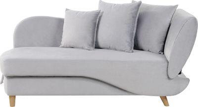 BELIANI Chaiselongue Rechtsseitig Hellgrau Samtstoff mit Bettkasten Dekokissen Modern Récamiere Liegesofa Sitzmöbel Wohnzimmer Jugendzimmer