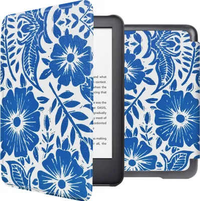 Productafbeelding van imoshion Design Slim Hard Case Bookcase voor de Amazon Kindle (2024) / Amazon Kindle (2022) 11th gen - Flower Tile