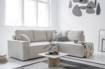 Produktbild von MIUFORM Brave Dave - Ecksofa mit Bettfunktion und Bettkasten L-FORM RECHTS - 247x194cm - Beige - Sofa Schlafsofa Couch