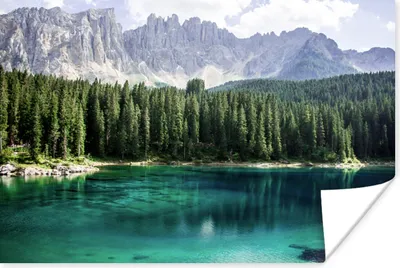 Produktbild von MuchoWow® Poster Berge - Bäume - Wasser 90x60 cm - Schlafzimmer