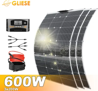 Produktbild von 600W Flexibel Solarpanel Monokristallin Solarmodul Solaranlage Set 18V für Wohnmobil Boot Camp