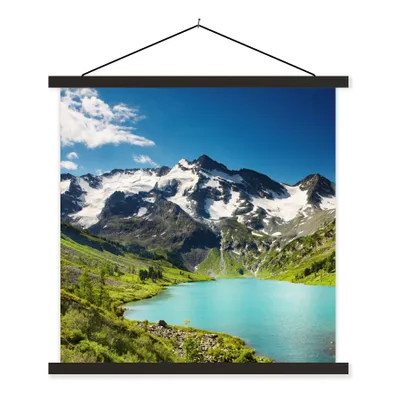 Produktbild von MuchoWow® Textilposter Schnee - Berg - Wasser 60x60 cm mit schwarzem Rahmen - Posteraufhänger