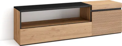 Produktbild von TV-Schrank, Lowboard, 150x35x45cm, Für TV-Geräte bis zu 65", Fernsehtisch, Eiche