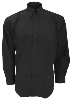 Produktbild von Kustom Kit Workwear Oxford Herren Hemd, Langarm FK431 (47 cm) (Schwarz)