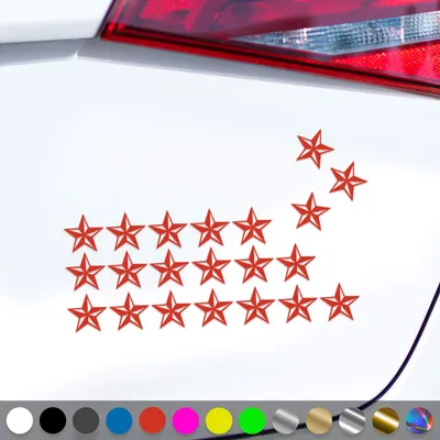 Produktbild von PantherPixel Sterne Set Aufkleber Aufkleberset Nautischer Stern Sticker Auto Geschenkidee Farbe Rot