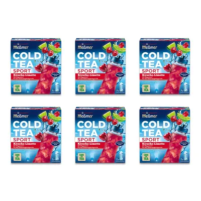 Produktbild von Meßmer Cold Tea Sport Kirsche-Limette | Vorteilspack 6 x 14 Pyramidenbeutel | Früchtetee | Kaltaufguss mit Magnesium | ohne Zuckerzusatz |
