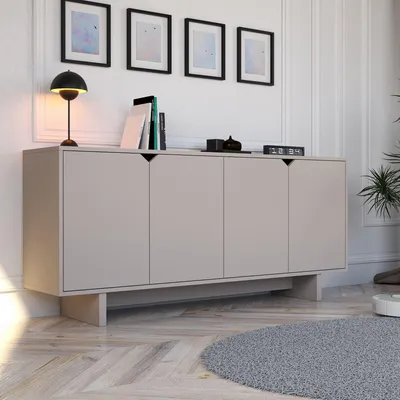Produktbild von Skye Decor, Moderner Konsolentisch in Beige, 180 x 80,6 x 40 cm | 100% melaminbeschichtete Spanplatte | Mit zahlreichen Regalen, wandmontierbar | Stilvolles und funktionales Design.