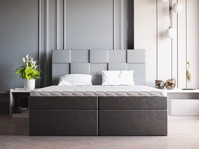 Produktbild von FURMEB24 - GALLA 200 x 200 cm - Polsterbett mit Bettkasten und Holzrahmen - Doppelbett mit h¶her Kopsttze - Inclusive Topper (Jasmine 27)