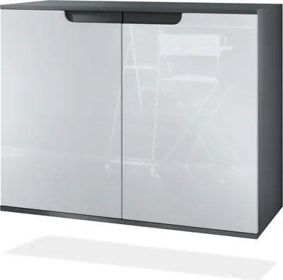 Produktbild von Vladon Kommode Sylt V3, Moderner Küchenschrank mit 2 großen Türen Anthrazit matt / Weiß Hochglanz (92,5 x 73.5 x 35)
