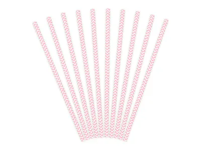 Produktbild von 10 Papier-Trinkhalme Chevron rosa-weiß