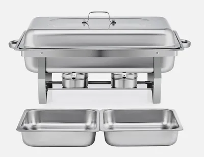Produktbild von 9L Chafing Dish Speisenwärmer Edelstahl Warmhaltebehälter Set - Faltbaren Beinen