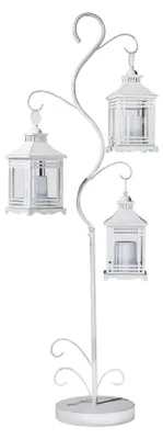 Produktbild von Laternenständer 130 cm Silber mit 3 LED Laternen Gartendeko Metall