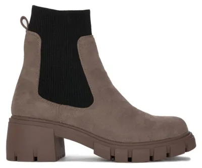 Produktbild von Damen Textil Schuhe Beige Weite G mit Fleece Futter, 4 cm Absatz, 2 cm Plateau und runder Zehenpartie