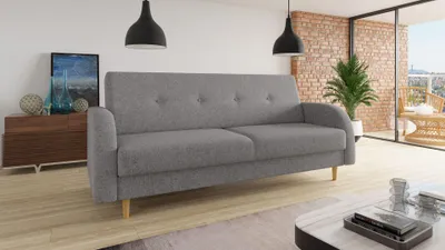 Produktbild von Schlafsofa Kelso - Sofa mit Bettkasten und Schlaffunktion, Bettsofa, Schlafcouch mit Holzfüße (Grau (Twist 21))