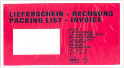 Produktbild von 1000 Dokumententaschen Lieferscheintaschen DIN lang
