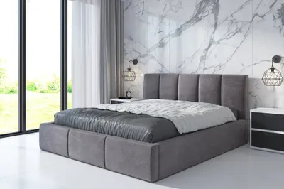 Produktbild von Polsterbett KENET 140 x 200 mit Matratze und Bettkasten. Farbe: Grau