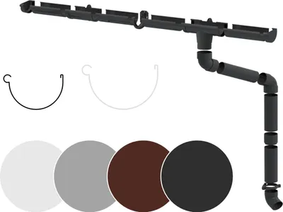 Produktbild von RAINWAY S Regenrinnen Komplettset (1 Dachseite) - PVC-U Kunststoff in 4 Farben, für Dachflächen < 100m² empfohlen (Set min. 6 Meter, anthrazit) Kunststoffrinne Entwässerung