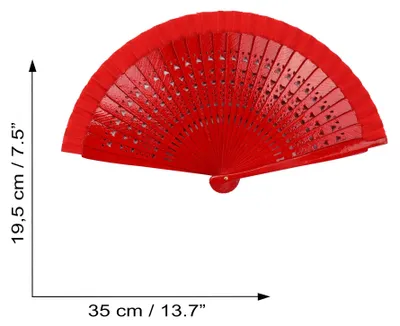 Produktbild von Fächer - Wedel - faltbarer Fächer - Handfächer - einfarbig - klein - rot