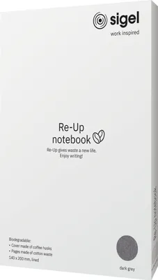 Image de SIGEL RU105 Carnet de notes Re-Up, A5, 50 feuilles, couverture souple, ligné, gris foncé