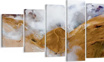 Produktbild von Bild auf Leinwand - Leinwandbild - 5 Teile - Berge Wolken Landschaft - 100x60cm - Wand Bild - Wanddeko - Wandbilder - Leinwanddruck - Bilder - Wanddekoration - Leinwand bilder - EG100x60-4711