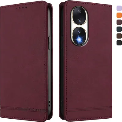 Produktbild von Hülle für Honor 90, Retro Kunstleder Ständer Klapphülle mit Kartenfächer und Magnetische Rot