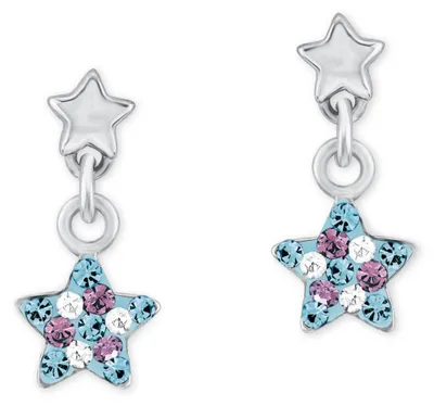 Produktbild von Lillifee Mädchen Ohrhänger 2013176 Stern Silber 925 Preciosa türkis lila weiß