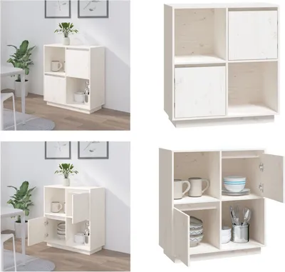 Obrázek produktu pro vidaXL Příborník bílý 74x35x80 cm masiv borovice - Příborník - Příborníky - Příborníková skříňka