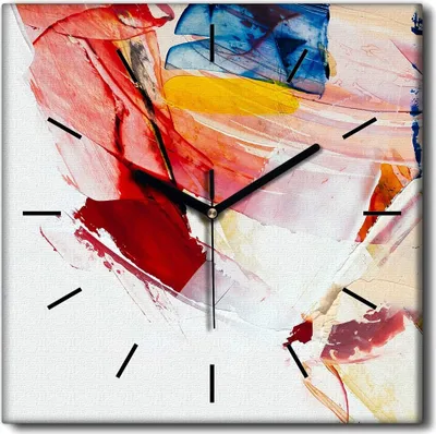 Produktbild von Coloray Uhr auf Leinwand 30x30 cm Wand Uhr Dekoration Wohnzimmer Segeltuch schwarze Hände -Kunst Abstraktion.