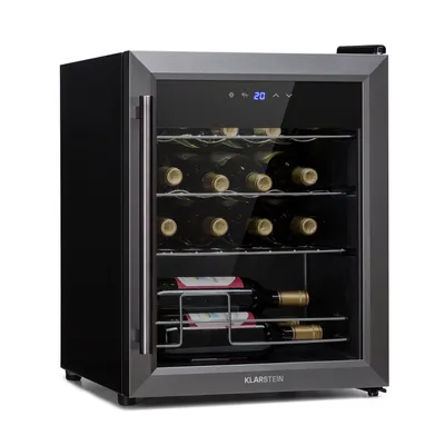 Produktbild von Klarstein Ultimo Uno Weinkühlschrank - Wine Fridge mit Temperaturregler: 5 - 8 °C, Weinschrank mit Touch-Bedienfeld, Platz für 16 Flaschen, 42 Liter Gesamtvolumen, schwarz