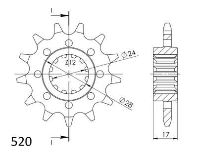 Produktbild von Ritzel Supersprox 520 - 13Z CST-1295:13|feinverzahnt 24,0/28,0