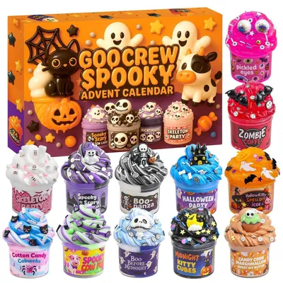 Produktbild von Adventskalender Slime Set für Kinder 24 Tage Halloween Orange