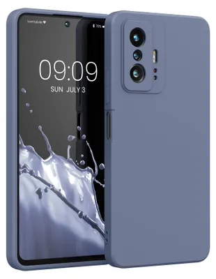 Produktbild von kwmobile Hülle kompatibel mit Xiaomi 11T / 11T Pro Hülle - gummierte TPU Silikon Handyhülle - Schutzhülle für kabelloses Laden - Case in Blaugrau