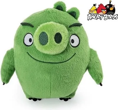 A plush toy of the Angry Birds character Leonard, a green pig.