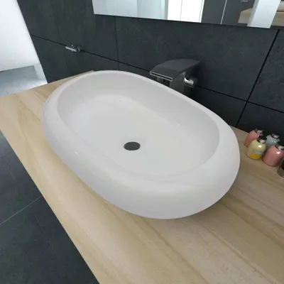 Productafbeelding van Keramische wastafel, ovaal, wit, 63 x 42 cm