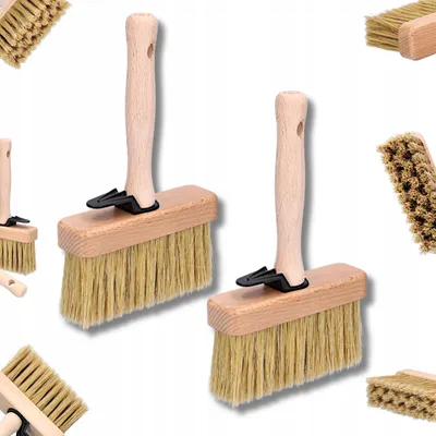 Produktbild von Flachpinsel 140 mm breit, 40 mm dick, 2 Stück, dichte Mischborsten, ergonomischer Buchenholzgriff