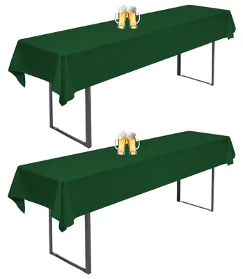 Produktbild von Biertisch Tischdecke Dunkelgrün 2 Stück 110x260cm Universal für 50/70cm Biertische Waschbar Polyester