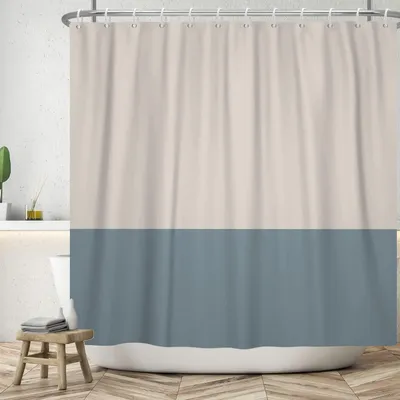 Obrázok produktu pre Omgoods – Moderná záclona do sprchy – Modrá a béžová – 120 x 180 cm – Vodotesná