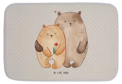 Produktbild von Mr. & Mrs. Panda Badematte Bären Liebe - Grau Pastell - Geschenk, Teppich Bad, Badvorleger, Verknallt, Freundin, Kuscheln, Badezimmerteppich, duschmatte, Duschvorleger