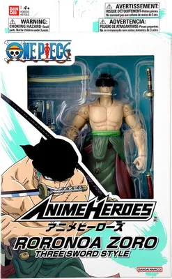 A packaged action figure of Roronoa Zoro from One Piece.