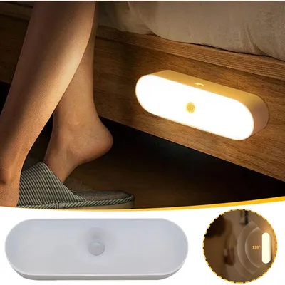 Produktbild von 1 Stk LED Nachtlicht mit Bewegungssensor PIR Magnetisch Weißlicht USB-C Aufladbar Wandleuchte Treppenlicht Flurleuchte Kabellos