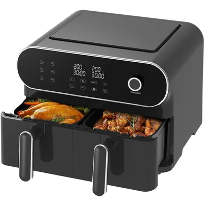 Produktbild von Heißluftfritteuse AFT11001 heissluftfritteuse 11L doppel kammer mit Drehknopf, 5 Kochprogramme, airfryer mit digitales Display und Knopf, Schwarz