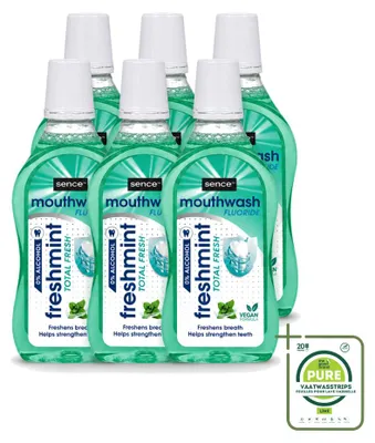 Zdjęcie produktu dla 6 sztuk płynu do płukania ust Sence Freshmint - świeży miętowy smak - 500 ml - opakowanie zbiorcze