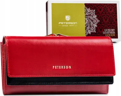 Obrázek produktu pro Peterson Dámská kožená peněženka RFID červená velká horizontální 18,5x10 cm