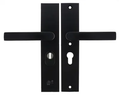 Produktbild von Schutzbeschlag Schwarz mit Kernziehschutz SKG3 PC72 Klinke / Klinke - pro Set