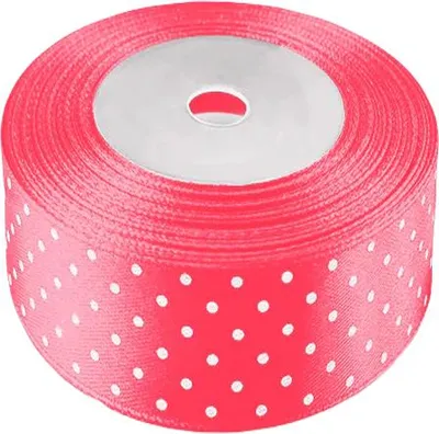 Image de Ruban satin à pois roses 22 m 38 mm