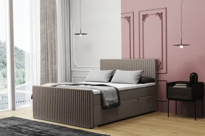 Produktbild von Boxspringbett Schlafzimmerbett MONTY 160x200cm in Stoff Monolith Graubraun